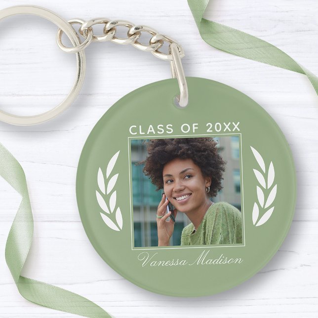 Name Class Of Photo Jade Green 2 Sided Graduation Key Ring (Creator Uploaded)