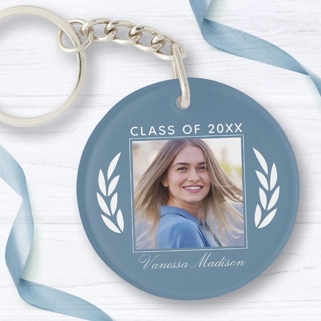 Name Class Of Photo Slate Blue 2 Sided Graduation Key Ring (Creator Uploaded)