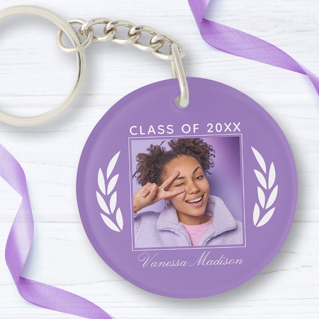 Name Class Of Photo Violet 2 Sided Graduation Key Ring (Creator Uploaded)