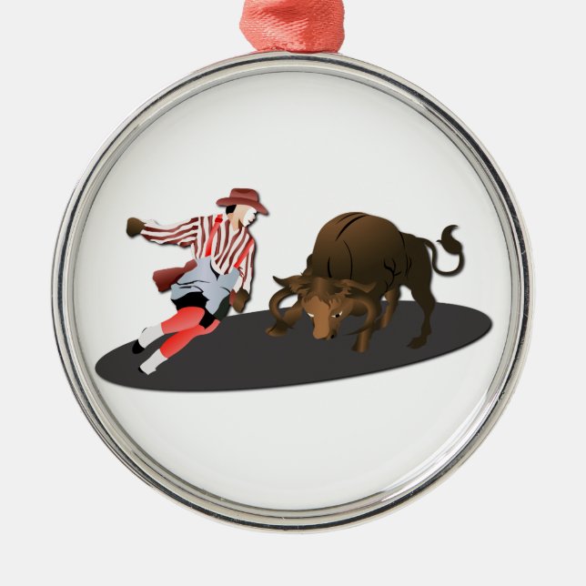 NAME: Clown and Bull 1-No-Text Metal Tree Decoration (Front)