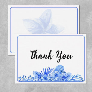 Name, Cobalt Blue Thank You Flat Note Card