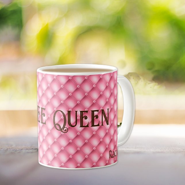Name, Coffee Queen, Pink Tufted Coffee Mug (Creator Uploaded)