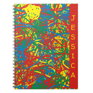 Name Colourful hot mess blast multi colour scribbl Notebook