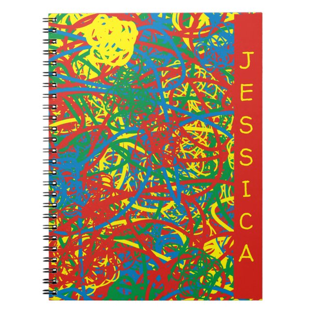 Name Colourful hot mess blast multi colour scribbl Notebook (Front)