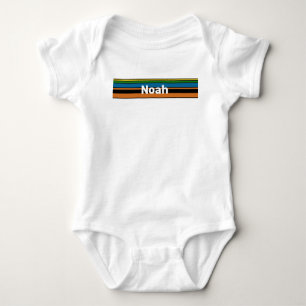 Name Combination Srtip Design - Chic Orange Base Baby Bodysuit