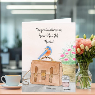 Name Congratulation on Your New Job Bluebird Card