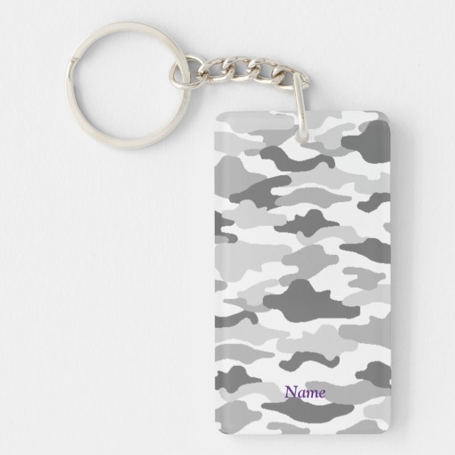 Name Custom Camouflage (White) Key Ring (Front)