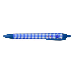 Name Custom CAT & Check (Blue) BLACK BALLPOINT Ink Pen