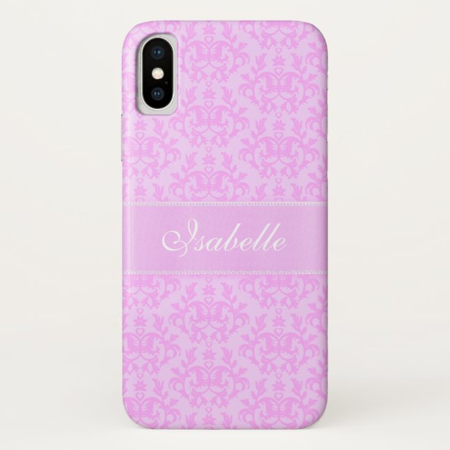 Name custom damask lilac iphone case (Back)