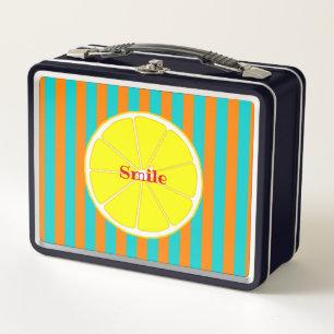 Name custom lemon orange green metal lunch box