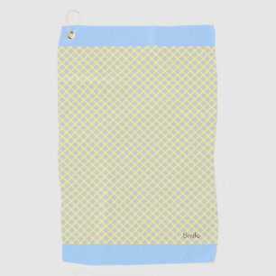 Name Custom Tartan Check (Blue× Yellow) Golf Towel