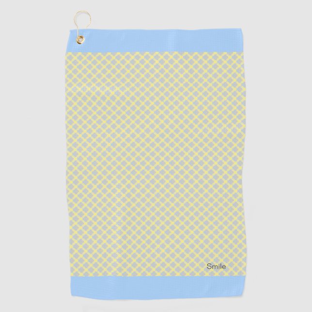 Name Custom Tartan Check (Blue× Yellow) Golf Towel (Front)