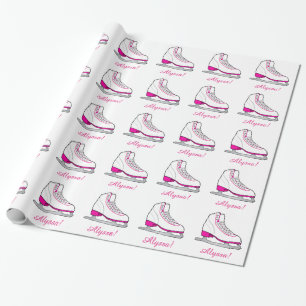 Name Customisable Ice Skate with Pink Wrapping Paper