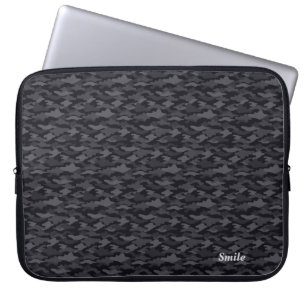 Name Customization Camo Black Laptop Sleeve
