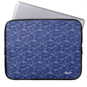 Name Customization Camo Blue Laptop Sleeve