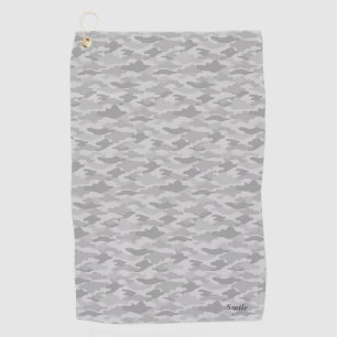 Name Customization Camo Gray Golf Towel