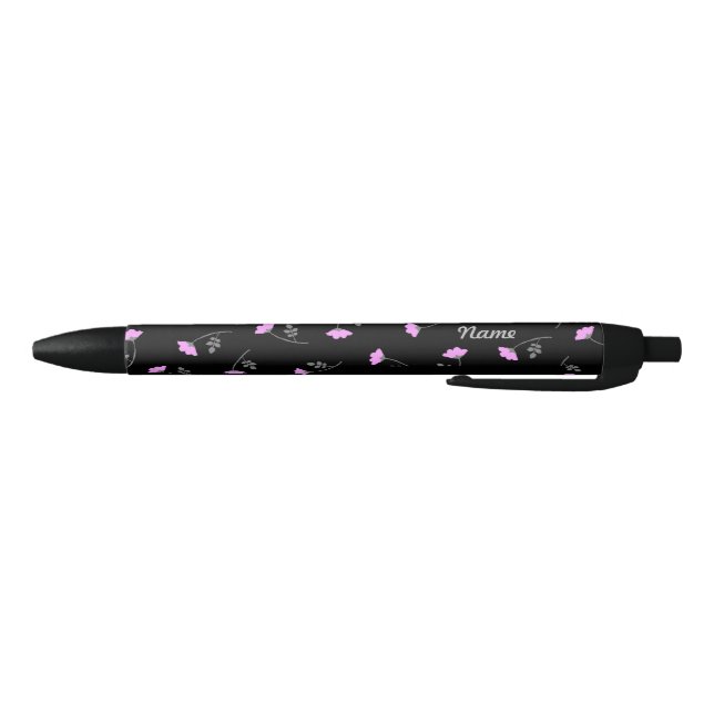 Name Customization Rose Black Ballpoint Pen (Bottom)