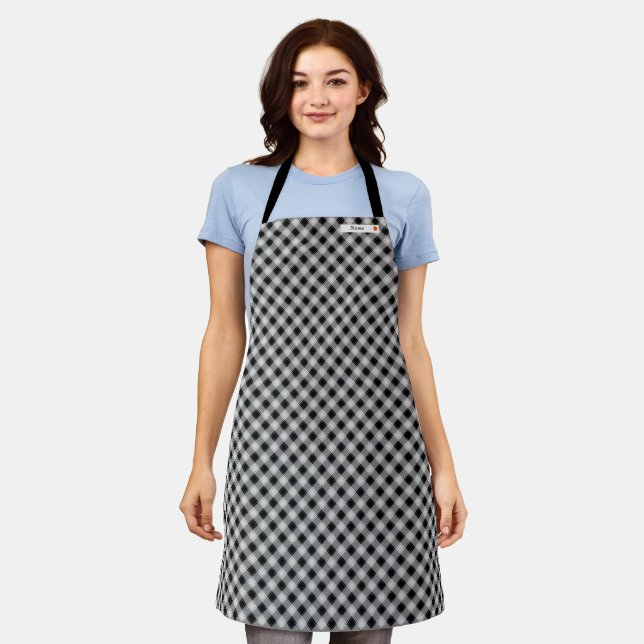 Name Customization Strawberry Ginge Check Black Ap Apron (Worn)
