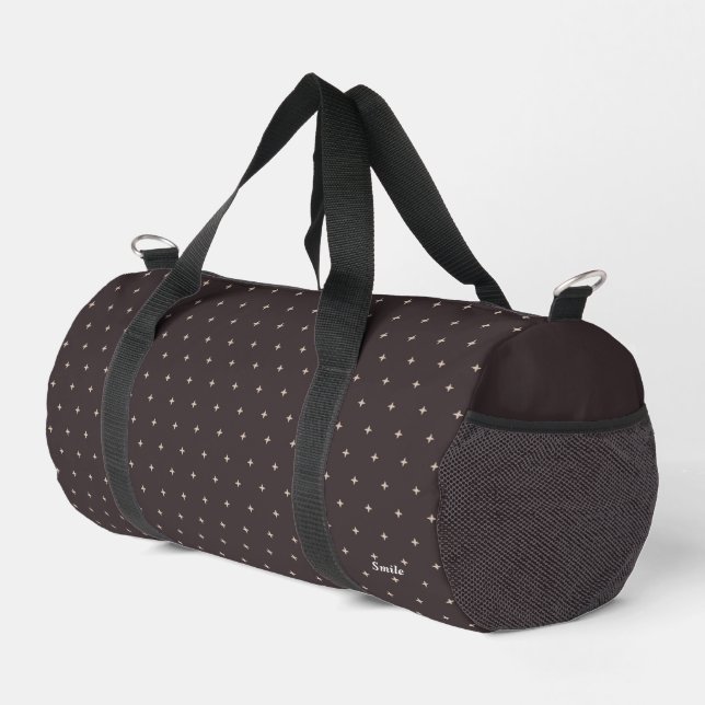 Name Customization Studs Charcoal Gray Duffle Bag (Right Corner)