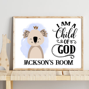 Name Cute Australian Baby Koala Bible Quote Poster