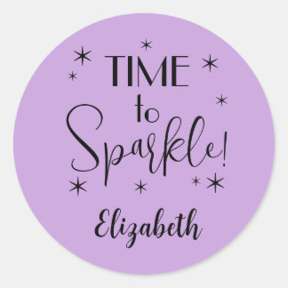 Name || Cute Lavender Time to Sparkle 1.25-in Classic Round Sticker