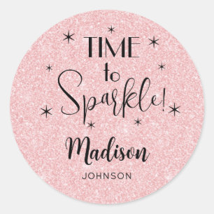 Name    Cute Light Pink Time to Sparkle 1.25-in Classic Round Sticker