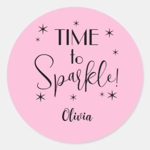 Name    Cute Pink Time to Sparkle 1.25-in Classic Round Sticker