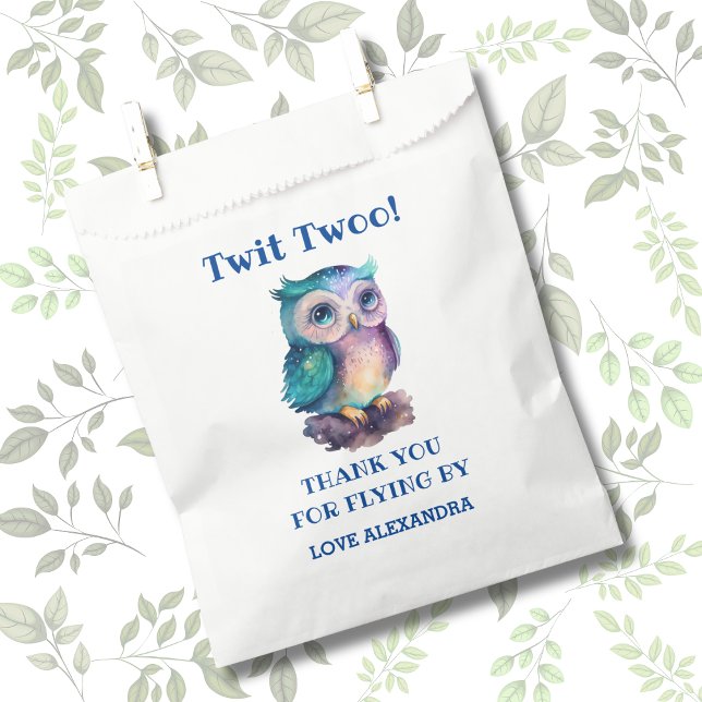 Name Cute Woodland Animal Owl Birthday Thank You Favour Bag (Creator Uploaded)