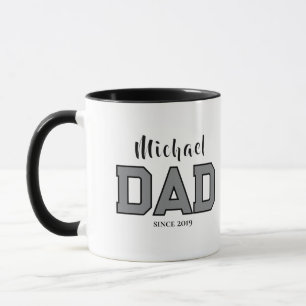 Name Dad Since Year Simple Typography Father Mug