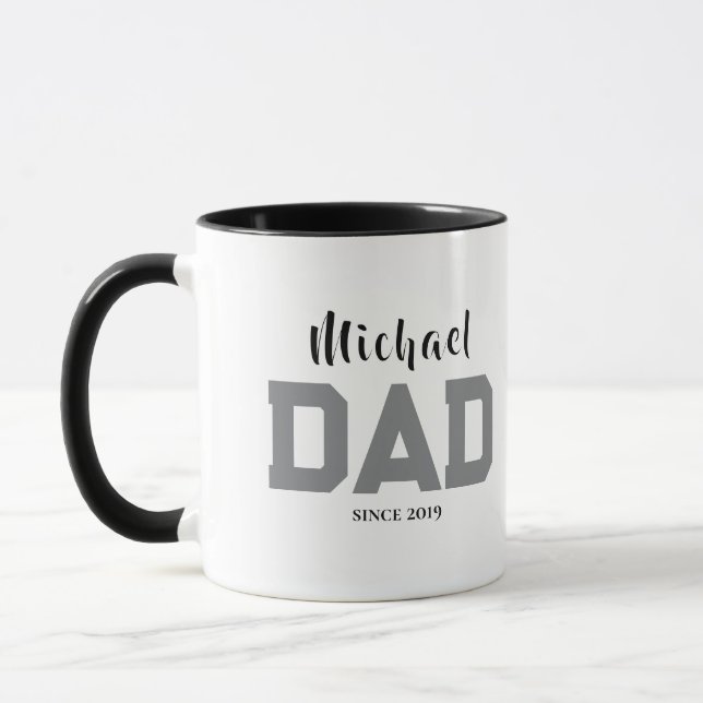 Name Dad Since Year Simple Typography Father  Mug (Left)