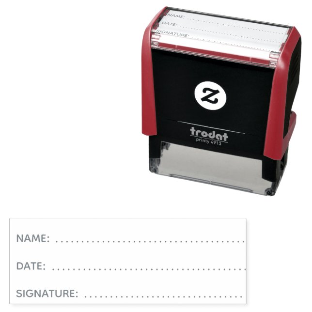 Name Date Signature with dotted lines form Self-inking Stamp (In Situ)