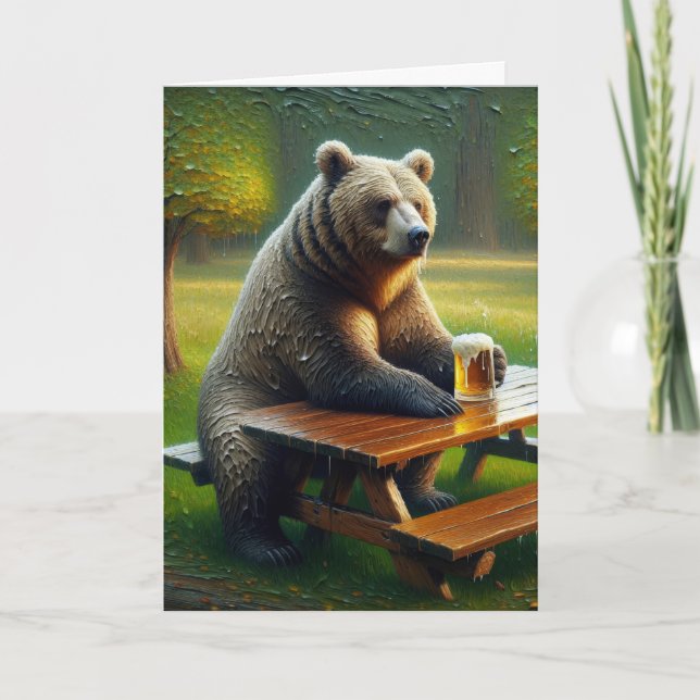Name Day Bear With a Beer Card (Front)