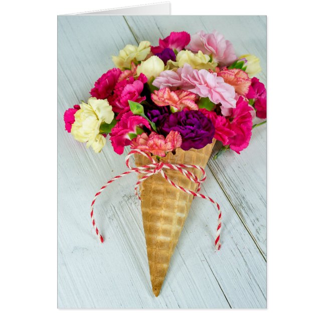 Name Day carnation bouquet in waffle cone (Front)