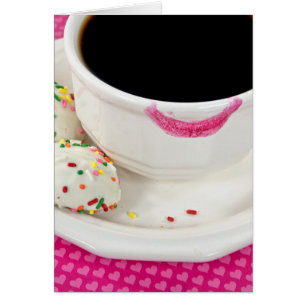 Name Day lipstick on coffee cup with cookies