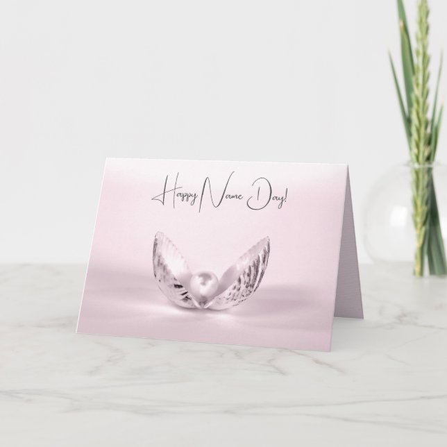 Name Day Pearl In Seashell Card (Front)