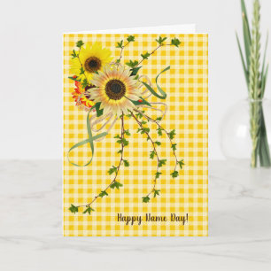 Name Day sunflower and ivy bouquet Card