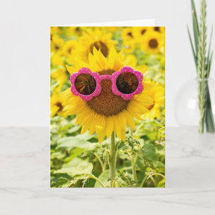 Name Day Sunflower with Sunglasses Card