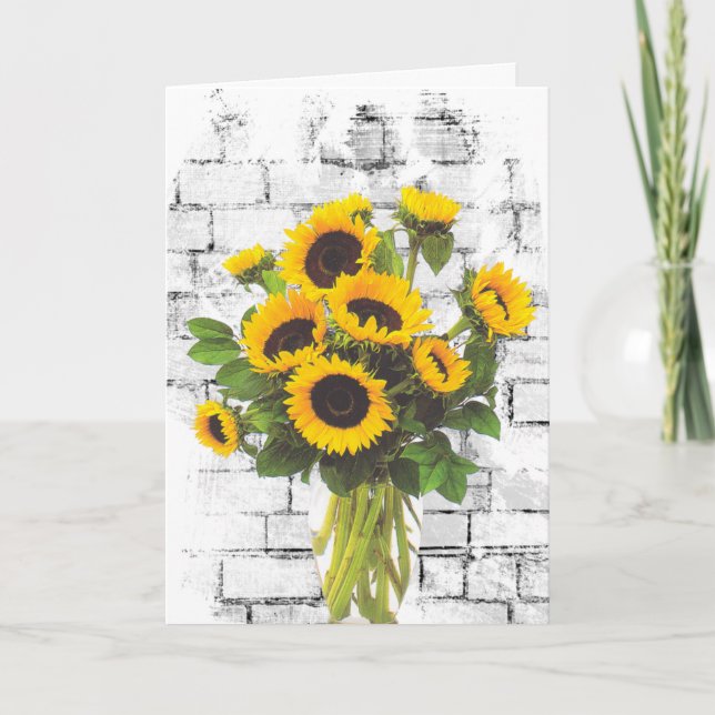 Name Day Sunflowers on Brick  Card (Front)
