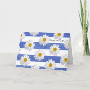 Name Day white daisies on stripe Card