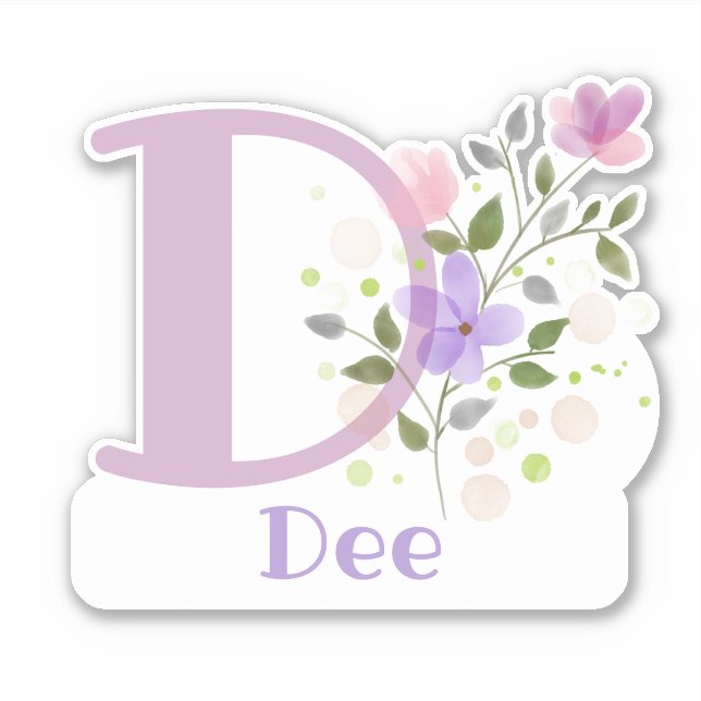 Name Dee plus Initial with Floral Design (Front)