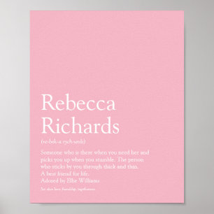Name Definition Girly Pink Modern Typographic Poster