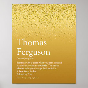 Name Definition Gold Glitter Glitzy Modern Fun Poster