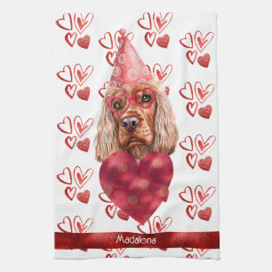 Name Dog Lover Valentine Gift Cocker Spaniel Tea Towel