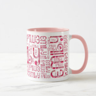 Name Emily Cute Love Hearts Typography Mug