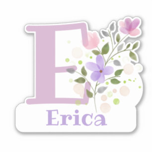 Name Erica plus Initial with Floral Design