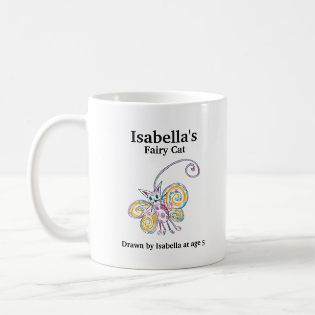 Name Fairy Cat Your Child’s Art Coffee Mug (Left)