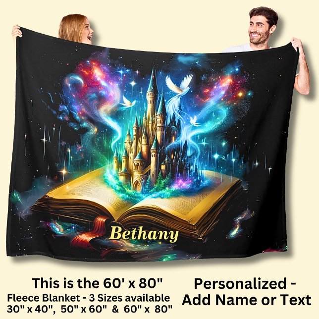 Name, Fantasy Book Castle Fleece Blanket (Creator Uploaded)