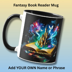 Name, Fantasy Castle Book Novel Reading Sanctuary Mug