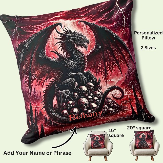 Name, Fantasy Fire Dragon with Skulls  Cushion (Creator Uploaded)