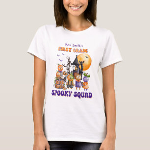 name First grade Spooky Squad Halloween teacher's T-Shirt